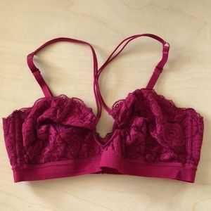 Free People Lace Bralette in Burgundy